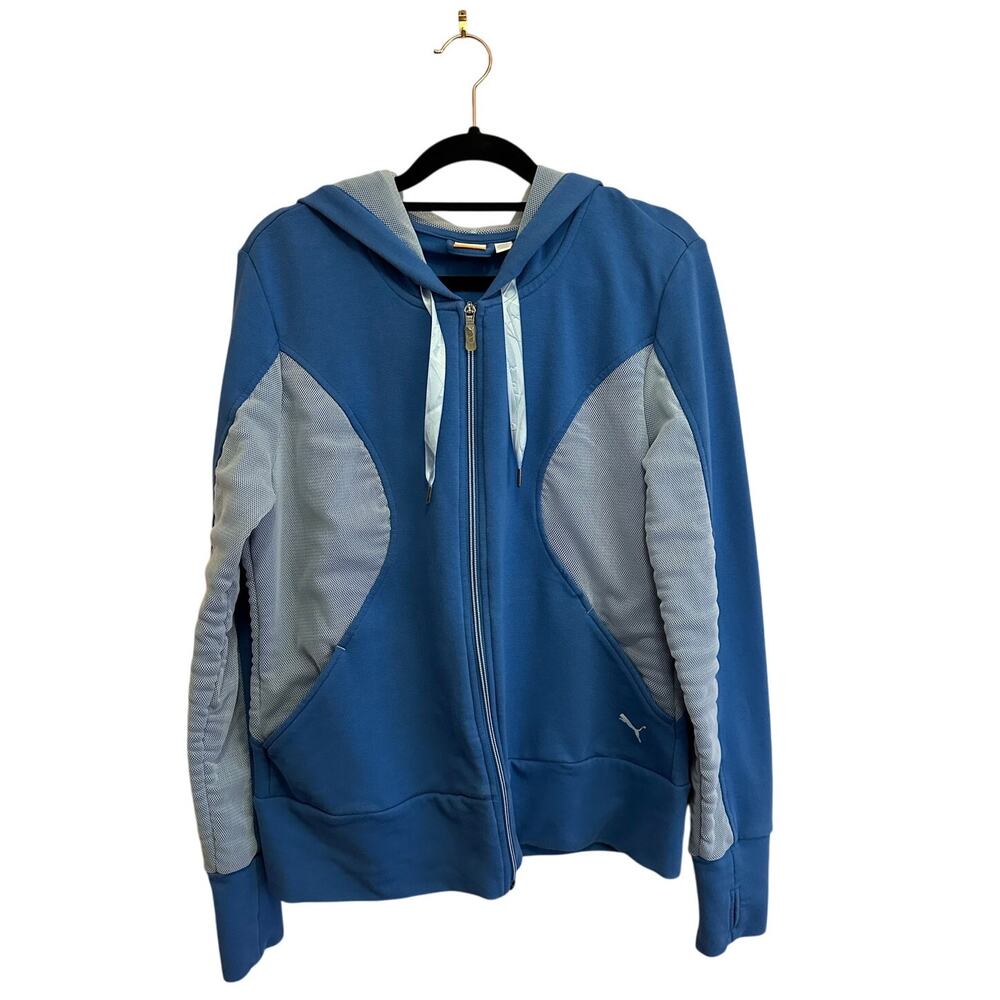 Puma Women's Full Zip Blue Hoodie Women's Large